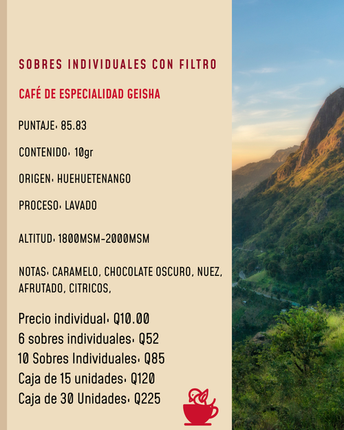 Café de Goteo Individual 10g – Sobres para Preparar una Taza de Café Fácil y Rápido