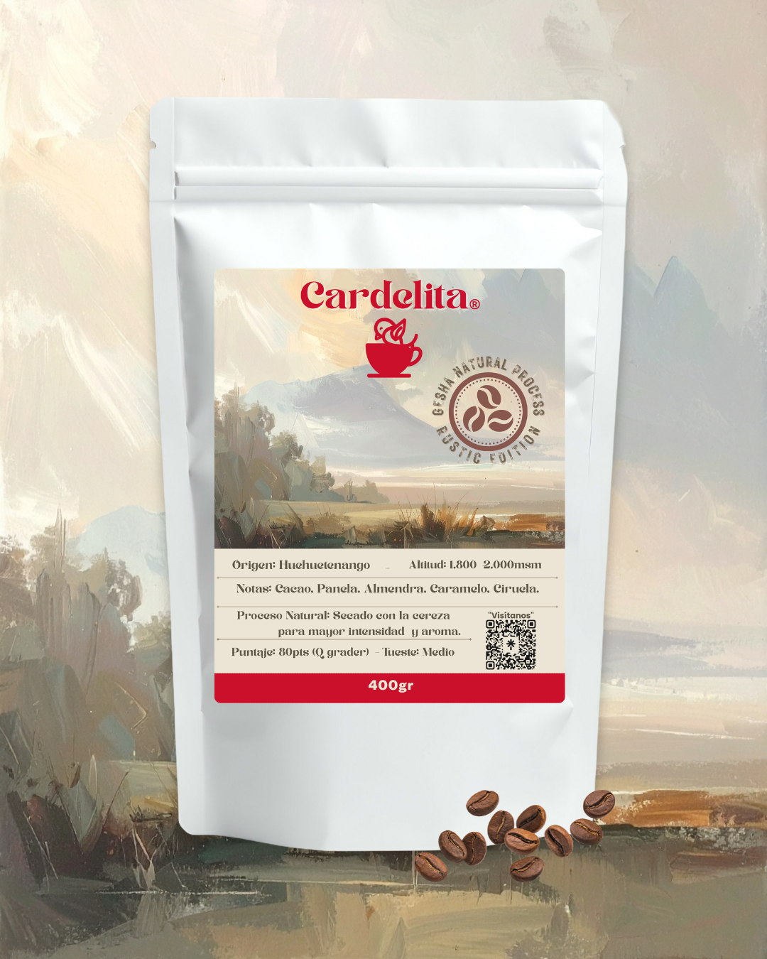 Gesha Natural Process Medium Roast Whole Bean Coffee – Rustic Edition from Guatemala (400 g)