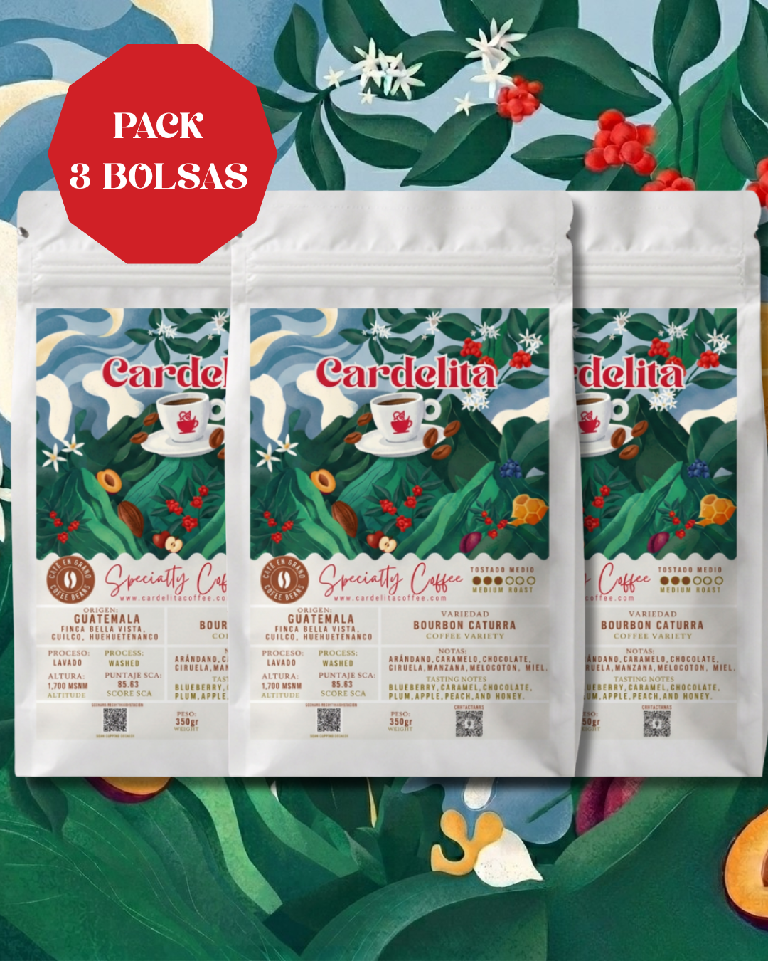 Pack de 3 bolsas de Microlote Reserva Especial Bourbon Caturra