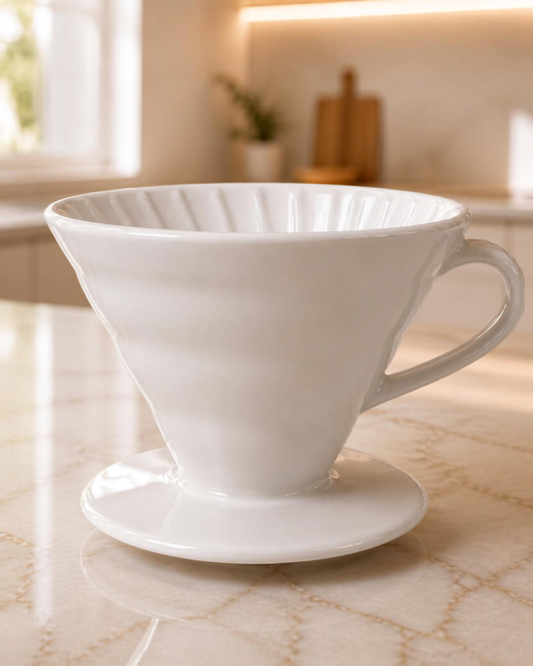 V60 cerámico blanco manual para café filtrado | #02 Standar para 1-4 tazas