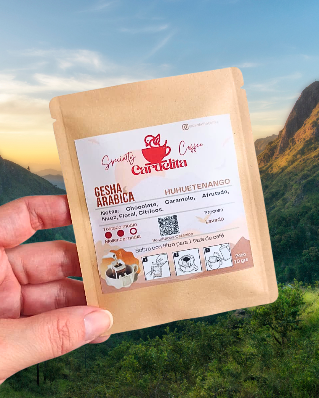 Gesha Coffee 5 pack of 250g + 2 sachets of coffee with 10g filter, total weight 1.27kg