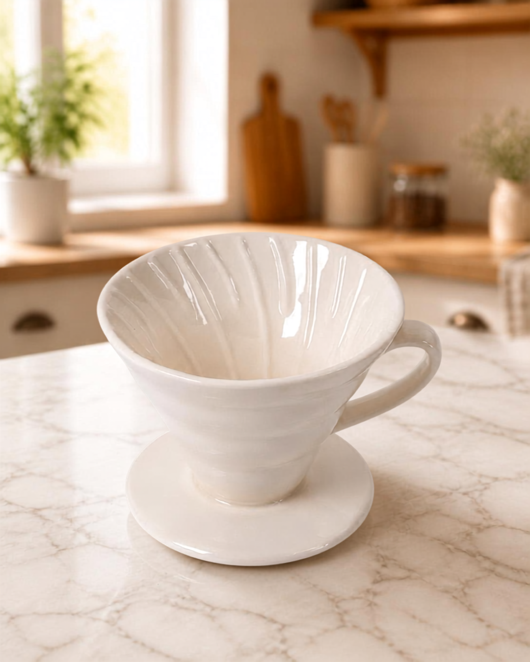 V60 cerámico blanco manual para café filtrado | #02 Standar para 1-4 tazas