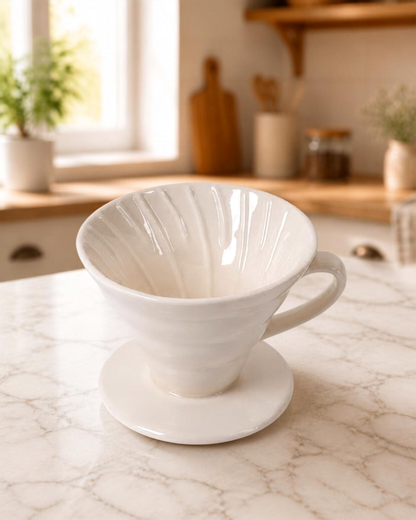 V60 cerámico blanco manual para café filtrado | #02 Standar para 1-4 tazas